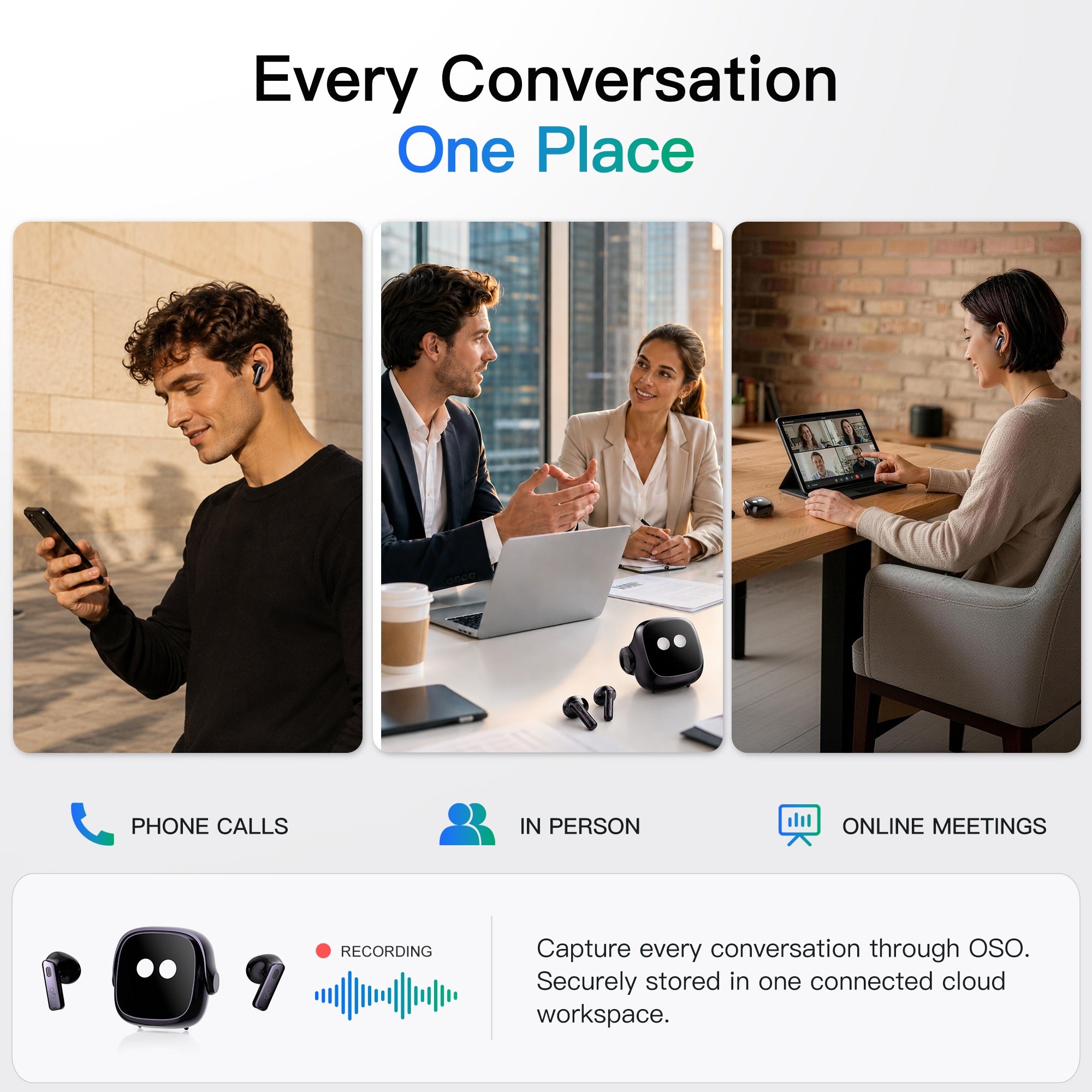 OSO² recording in phone, in-person and online meeting scenarios